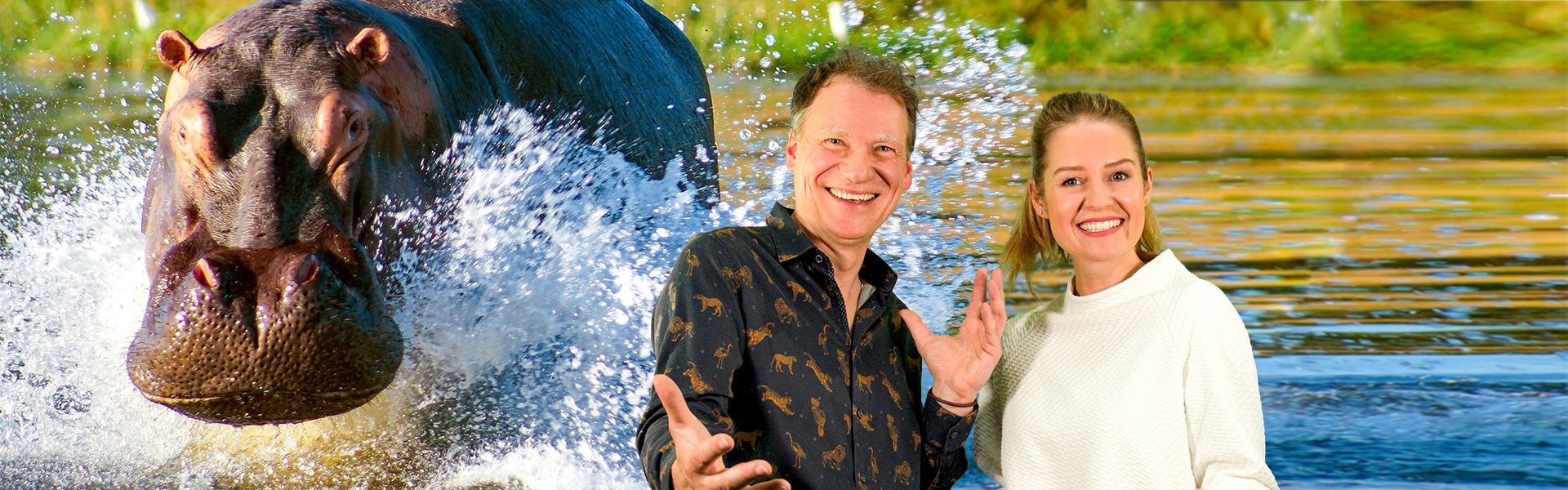 Ingo und Katharina vor einem Flusspferd-Bild |  Chamleon