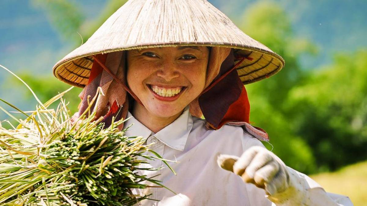 Bäuerin bei der Reisernte | © Handspan Travel / Chamäleon Bäuerin bei der Reisernte | © Handspan Travel / Chamäleon